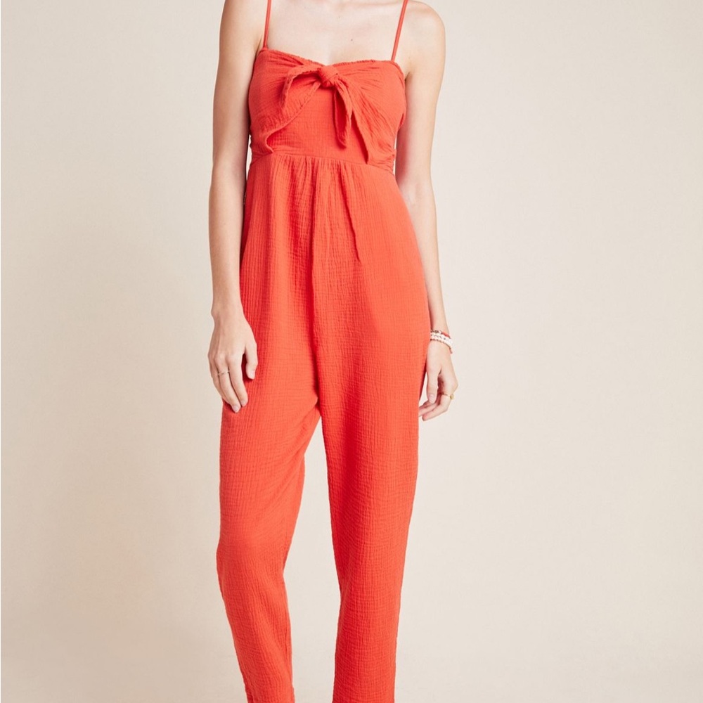 Anthropologie ISABEL TIE-FRONT JUMPSUIT Women's Red Jumpsuit